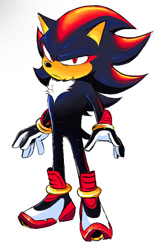 Size: 833x1344 | Tagged: safe, artist:justin61894350, shadow the hedgehog, 2026, chest fluff, frown, looking at viewer, movie style, simple background, solo, standing, white background
