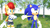 Size: 1920x1080 | Tagged: safe, artist:howteyoarts, sally acorn, sonic the hedgehog, chipmunk, hedgehog, 2022, 3d, blender (medium), blushing, daytime, duo, female, flower, grass, holding something, male, plant, sally x sonic, sally's ringblader outfit, shipping, straight, tree
