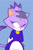 Size: 1248x1920 | Tagged: safe, artist:biffoboi, blaze the cat, 2017, blue background, blushing, disembodied hand, flat colors, hand behind back, hand on arm, headpats, one eye closed, simple background, smile, solo, standing