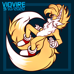 Size: 3500x3500 | Tagged: safe, artist:velvedd, miles "tails" prower, 2020, beanbrows, ear fluff, flat colors, looking offscreen, solo