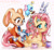 Size: 2662x2442 | Tagged: safe, artist:scruffiberri, cheese (chao), cream the rabbit, chao, angel bunny, cookie, crossover, fluttershy, food, group, my little pony, pegasus, pony, teacup