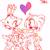 Size: 1280x1280 | Tagged: safe, artist:rollopola, amy rose, blaze the cat, 2026, amy x blaze, asexual, biromantic, blushing, duo, headcanon, heart, lesbian, line art, linking arms, monochrome, shipping, signature, simple background, sketch, smile, spot color, white background