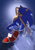 Size: 2480x3508 | Tagged: safe, artist:ssssabotage, sonic the hedgehog, 2023, backlighting, dramatic, eyes closed, hand on head, mouth open, open smile, outline, smile, solo, sparkles