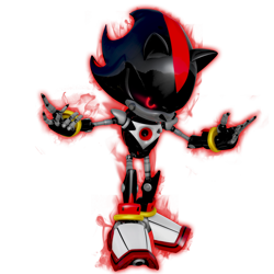 Size: 2500x2500 | Tagged: safe, artist:nibroc-rock, 2016, 3d, agender, aura, black sclera, glowing eyes, looking offscreen, metal shadow, outline, robot, simple background, solo, solo agender, standing, transparent background