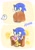 Size: 1432x2048 | Tagged: safe, artist:asune_snare, sonic the hedgehog, 2025, crossover, holding something, kirby, kirby (series), pikachu, pokemon, simple background, smile, standing, trio