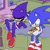 Size: 1000x1000 | Tagged: safe, artist:tomatopie_2, metal sonic, sonic the hedgehog, 2025, chili dog, couch, drooling, duo, food, gay, head rest, holding something, looking at something, metonic, robot, shipping, sitting