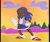 Size: 1200x1000 | Tagged: safe, artist:future-gamefreak, artist:realmaturebradley, sonic the hedgehog, human, adventures of sonic the hedgehog, 2023, abstract background, dark skin, dic, eyes closed, fake screenshot, hand on hip, humanized, outdoors, smile, solo, species swap, standing, style emulation