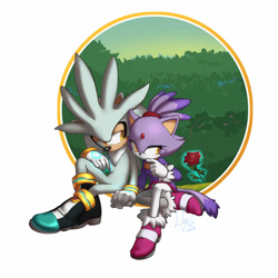 Size: 1024x1024 | Tagged: safe, artist:kittydee, blaze the cat, silver the hedgehog