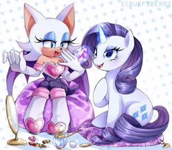Size: 3300x2882 | Tagged: safe, artist:scruffiberri, rouge the bat, rarity