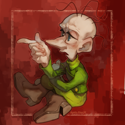 Size: 2100x2100 | Tagged: safe, artist:sony-shock, snively robotnik, human, 2025, legs crossed, looking offscreen, mouth open, outline, pointing, sitting, solo