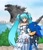 Size: 1243x1440 | Tagged: safe, artist:cmarshallartz, sonic the hedgehog, hedgehog, human, crossover, crossover shipping, dress, godzilla, hatsune miku, kaiju, marriage, sonic x miku, straight, vocaloid