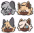 Size: 1393x1362 | Tagged: dead source, safe, artist:itsrainingswhelse, tangle the lemur, whisper the wolf, oc, oc:geo the lemur, oc:rocky the wolf, lemur, wolf, 2026, alternate universe, au:after us, beanbrows, family, fankid, flat colors, frown, group, head only, lesbian, magical lesbian spawn, mother and child, mother and daughter, mother and son, parent:tangle, parent:whisper, parents:whispangle, shipping, simple background, smile, tangle x whisper, tongue out, white background