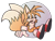 Size: 2048x1575 | Tagged: safe, artist:prowerprojects, miles "tails" prower, adventures of sonic the hedgehog, 2023, abstract background, alternate eye color, grey eyes, looking at viewer, male, mouth open, no pupils, redraw, sitting, solo, transparent background, treads