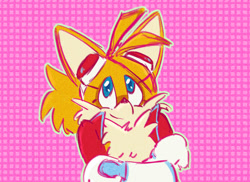 Size: 678x493 | Tagged: safe, artist:prowerprojects, miles "tails" prower, 2023, abstract background, aged up, alternate universe, au:sunflower, eyelashes, flat colors, fur markings, goggles, jacket, nonbinary, nonbinary tails, outline, smile, solo, solo nonbinary