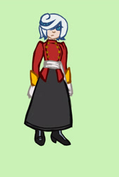 Size: 1383x2048 | Tagged: safe, artist:prowerprojects, sage, sonic frontiers, 2024, eyelashes, female, flat colors, green background, hair over one eye, simple background, solo, sonic boom (tv), standing