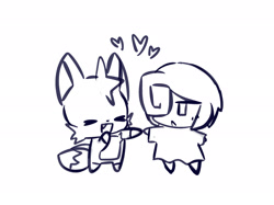 Size: 2048x1535 | Tagged: safe, artist:reinafish, miles "tails" prower, sage, sonic frontiers, 2025, :<, cute, duo, eyes closed, female, frown, heart, holding hands, line art, looking at them, male, monochrome, one fang, sage x tails, sagebetes, shipping, simple background, smile, standing, straight, tailabetes, white background