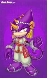 Size: 1070x1768 | Tagged: safe, artist:nonicpower, 2024, abstract background, bride of constant vigil, chameleon, eyelashes, female, frown, lidded eyes, looking at viewer, outline, signature, solo, standing