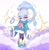 Size: 1755x1791 | Tagged: safe, artist:musikonya, sheep, sonic dream team, 2023, abstract background, ariem, blushing, clouds, cute, eyelashes, eyes closed, female, smile, solo, standing