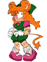 Size: 340x444 | Tagged: safe, artist:ml_mailman, belle the tinkerer, 2026, eyelashes, flat colors, freckles, simple background, solo, standing, white background