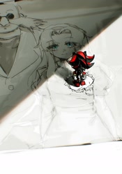 Size: 1668x2388 | Tagged: safe, artist:waaii132299, gerald robotnik, maria robotnik, shadow the hedgehog, human, 2024, standing, trio
