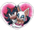 Size: 1280x1122 | Tagged: safe, artist:viciousbutprecious, rouge the bat, shadow the hedgehog, bat, hedgehog, 2026, duo, female, frown, heart background, holding each other, hugging, male, shadouge, shipping, smile, straight, youtube link in description