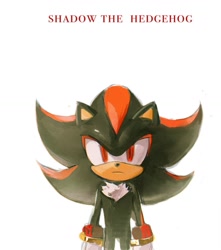 Size: 1216x1376 | Tagged: safe, artist:waaii132299, shadow the hedgehog, 2024, character name, looking at viewer, simple background, solo, standing, white background