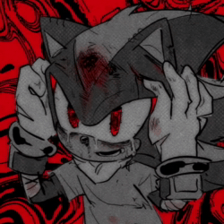 Size: 720x720 | Tagged: semi-grimdark, artist:tamjeong_sonic, shadow the hedgehog, 2026, animated, crying, english text, hands on own head, korean text, monochrome, mouth open, shirt, solo, song lyrics, sound, tears, webm