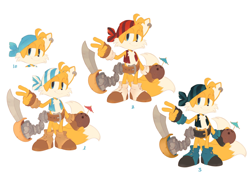 Size: 2048x1463 | Tagged: safe, artist:nicholas kole, miles "tails" prower, sails, cocktail, coconut, concept art, drink, food, holding something, lidded eyes, official artwork, simple background, smile, solo, sword, v sign, white background