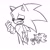 Size: 2000x2000 | Tagged: safe, artist:tamjeong_sonic, shadow the hedgehog, sonic the hedgehog, 2025, blushing, duo, eyes closed, gay, greyscale, holding something, monochrome, mouth open, shadow x sonic, shipping, sign, simple background, smile, standing, white background