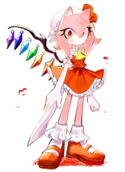 Size: 1061x1468 | Tagged: safe, artist:usa37107692, amy rose, hedgehog, cosplay, female, flandre scarlet, skirt, touhou