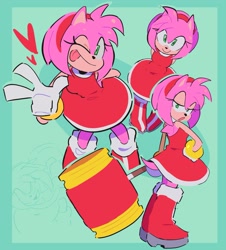 Size: 1893x2091 | Tagged: safe, artist:the_shammah, amy rose, female, hand on hip, piko piko hammer, posing