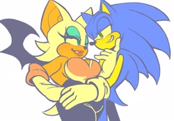 Size: 2048x1423 | Tagged: safe, artist:edlucavalden, rouge the bat, sonic the hedgehog, flirting, romantic, sonouge