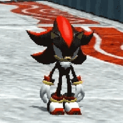 Size: 256x256 | Tagged: safe, editor:thespectral-wolf, shadow the hedgehog, hedgehog, sonic heroes, 2020, 3d, animated, arms folded, brushing, edit, gif, idle, male, ocean palace, outdoors, screencap, solo, solo male, zoomed in
