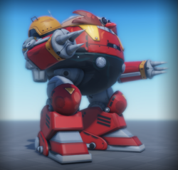 Size: 585x559 | Tagged: safe, artist:erenikol, 2024, 3d, blender (medium), death egg robot, looking offscreen, robot, solo, standing