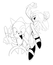 Size: 1361x1666 | Tagged: safe, artist:guitar_00000001, sonic the hedgehog, 2025, eyes closed, greyscale, monochrome, mouth open, simple background, sketch, smile, solo, white background