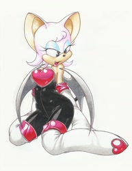 Size: 1136x1468 | Tagged: safe, artist:yellowwindow6, rouge the bat, bat, 2013, eyelashes, female, kneeling, lidded eyes, looking down, simple background, smile, solo, solo female, white background