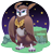 Size: 1000x1060 | Tagged: safe, artist:vavacung, longclaw, bird, owl, 2020, claws, female, grass, looking at viewer, outline, semi-transparent background, solo, solo female, standing, star (sky), star (symbol), white outline