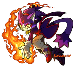 Size: 1280x1157 | Tagged: safe, artist:survivalstep, blaze the cat, cat, female, fire, fire hand, flame, fur markings, looking at viewer, signature, simple background, solo, solo female, transparent background, whiskers, yellow sclera