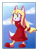 Size: 1000x1300 | Tagged: safe, artist:vamp-o-lanternz, zooey the fox, fox, 2019, abstract background, border, clouds, daytime, female, hands behind back, looking offscreen, signature, smile, solo, solo female, standing, tapping foot