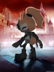 Size: 1000x1333 | Tagged: safe, editor:13comicfan, whisper the wolf, wolf, 2025, edit, female, looking at viewer, looking back at viewer, role swap, shadow the hedgehog (video game), solo, solo female, standing