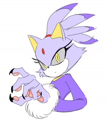 Size: 1306x1548 | Tagged: safe, artist:guitar_00000001, blaze the cat, 2025, claws, gloves off, looking at viewer, pawpads, simple background, solo, white background