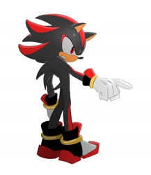 Size: 1574x1817 | Tagged: safe, artist:guitar_00000001, shadow the hedgehog, 2025, pointing, simple background, solo, standing, white background