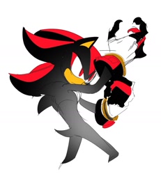 Size: 1715x1853 | Tagged: safe, artist:guitar_00000001, shadow the hedgehog, 2025, fingerless gloves, simple background, solo, standing, white background