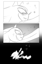 Size: 1321x2000 | Tagged: safe, artist:guitar_00000001, shadow the hedgehog, sonic adventure 2, 2025, comic, eyes closed, falling, greyscale, monochrome, sketch, smile, solo