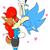 Size: 2000x2000 | Tagged: safe, artist:yoshiyoshi700, sally acorn, sonic the hedgehog, chipmunk, hedgehog, 2020, archie sonic the hedgehog, artist signature, crossover, duo, eyes closed, female, heart, kiss, male, sally x sonic, sally's ringblader outfit, shipping, simple background, spiderman, straight, upside down, white background