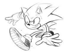 Size: 1222x871 | Tagged: safe, artist:thomas_rsvd, sonic the hedgehog, hedgehog, 2022, greyscale, male, monochrome, simple background, sketch, solo, white background