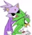 Size: 1242x1350 | Tagged: safe, artist:nahandraw, blaze the cat, jet the hawk, bird, cat, 2026, blurry, duo, female, hand on another's head, hawk, licking, male, mouth open, redraw, simple background, tongue out, white background