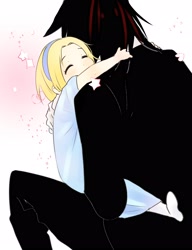 Size: 2000x2600 | Tagged: safe, artist:nahandraw, maria robotnik, shadow the hedgehog, human, 2026, aged down, child, duo, eyes closed, female, hugging, humanized, male