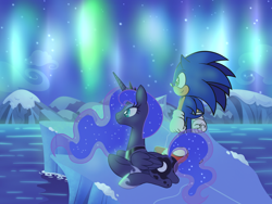 Size: 2224x1668 | Tagged: safe, artist:itoruna-the-platypus, sonic the hedgehog, crossover, my little pony, princess luna