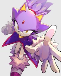 Size: 1126x1397 | Tagged: safe, artist:brushteethjaxx, blaze the cat, cat, female, grey background, looking at viewer, simple background, solo